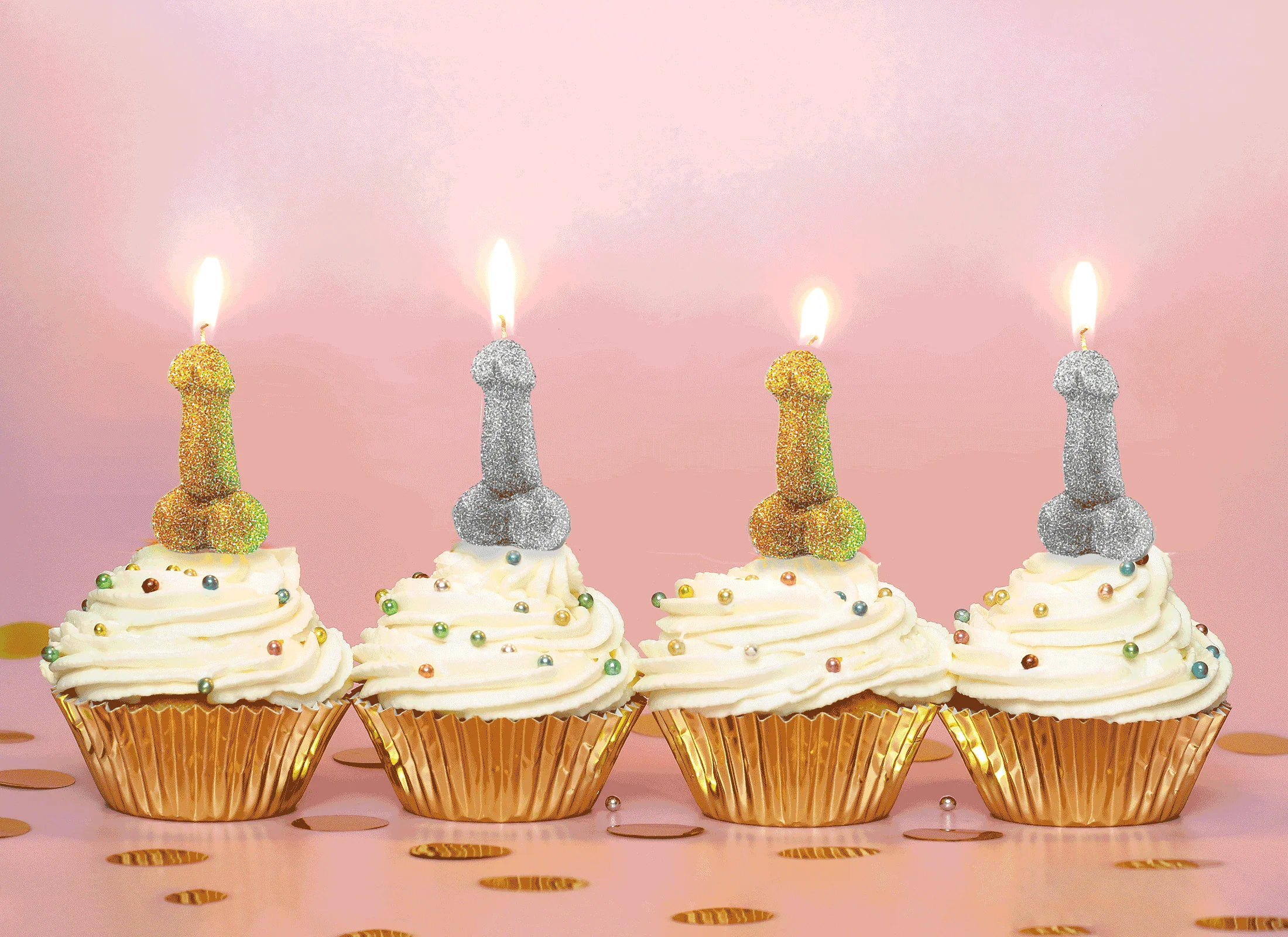 Glitterati Penis Party Candle - Pack of 5 - Image 2