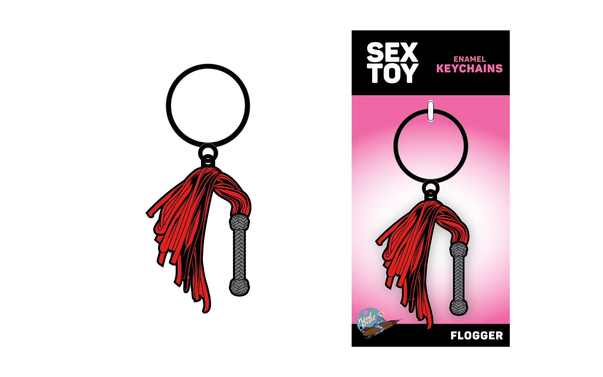 Wood Rocket Flogger Keychain