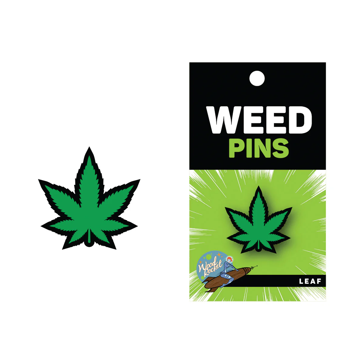 Wood Rocket Marijuana Leaf Pin